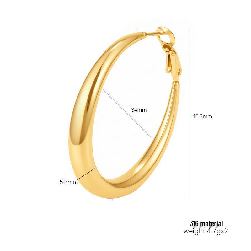 European & American Hollow Stainless Steel Earrings - Light Luxury High-End Ear Cuffs for Women, Versatile Slimming Style.
