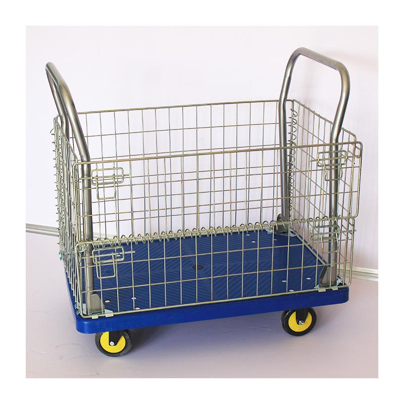 Four-Wheeled Mesh Cargo Cart for Warehouse and Logistics