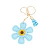 Creative Sunflower Bag Charm Keychain Pu Leather Pendant Keyring Sweet Charm Flower Hanging Bag Backpack Deco Accessory Gift