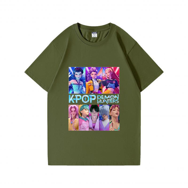 

Kpop Demon Hunters HUNTRIX Saja Boys T Shirts Girls O-Neck Casual Women Summer Shirts Cotton T-shirt High Quality Clothing Tops 4XL