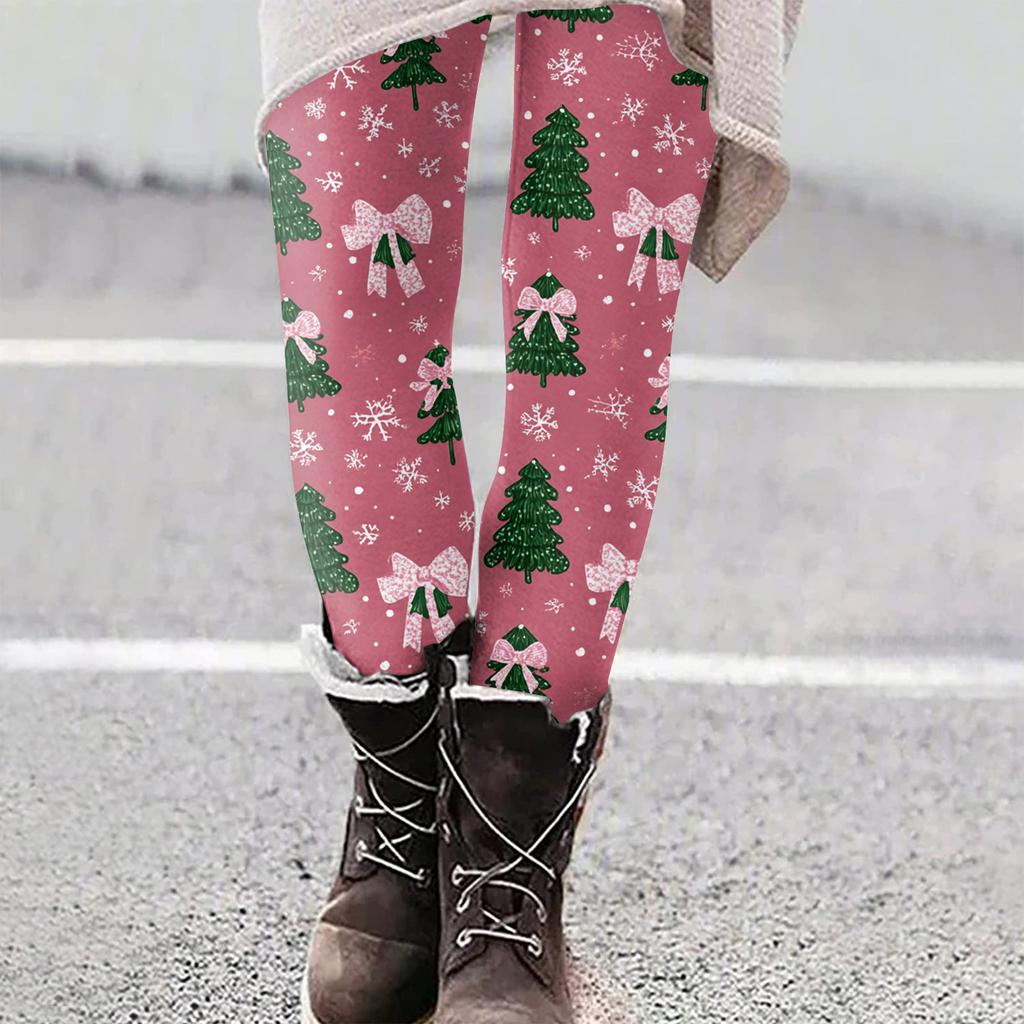 Women's Christmas Print Slim Fit Elastic Yoga Casual Pants
