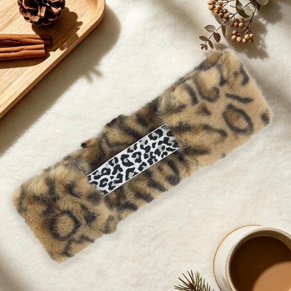 Soft Plush Faux Fur Headband Faux Fur Leopard Headband New Elastic Hairband хаки