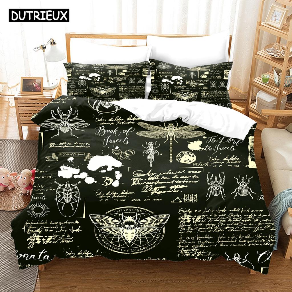 3D The Skull Skeleton Moths Mandala Seturi de lenjerie de pat Set de husă de pilota cu fetă de pernă Lenjerie de pat King Queen Full Lenjerie de pat