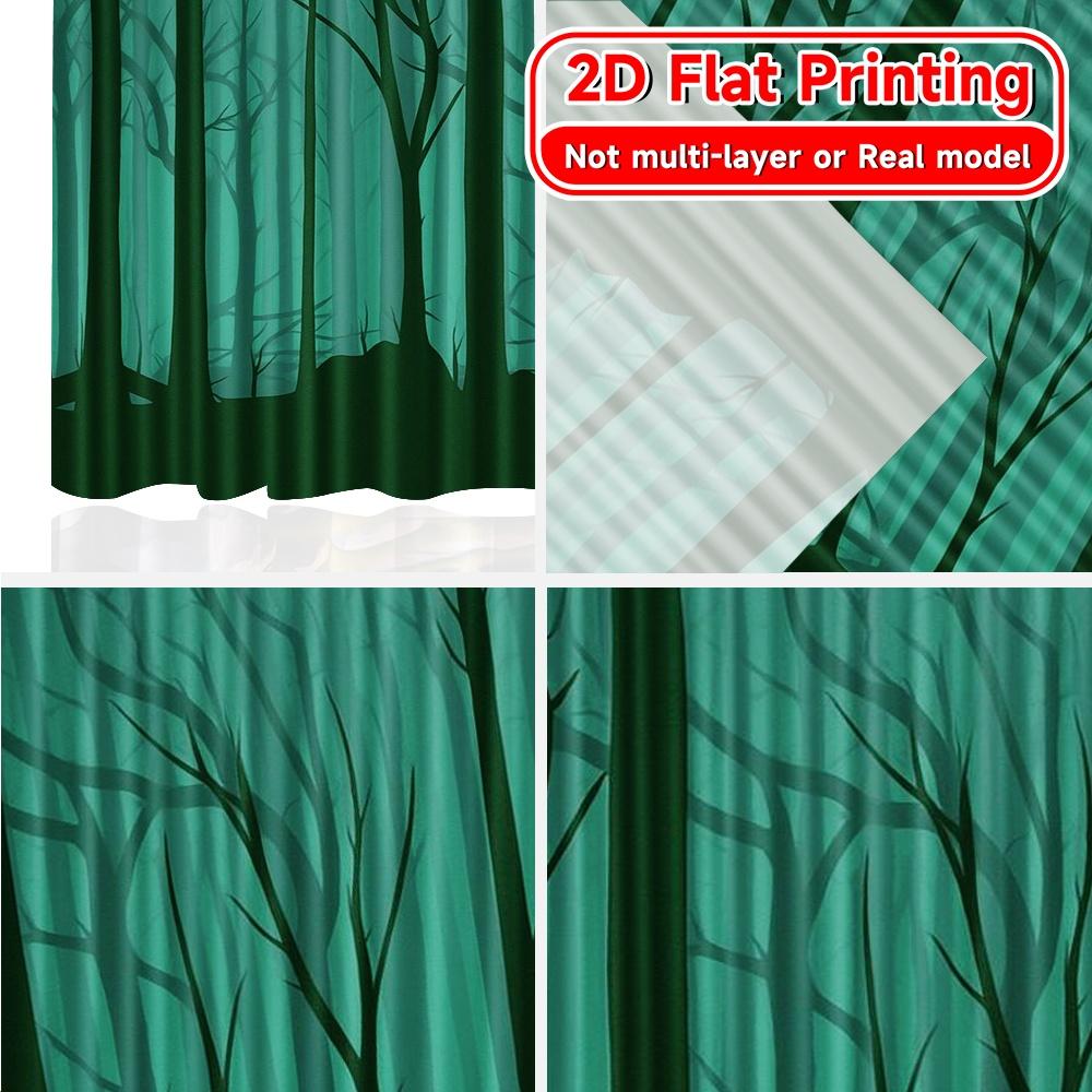 2pcs   2D FLAT PRINTING Curtains (Without Rod) Mystic Forest Christmas holiday curtains with digital printing Versatile Polyester