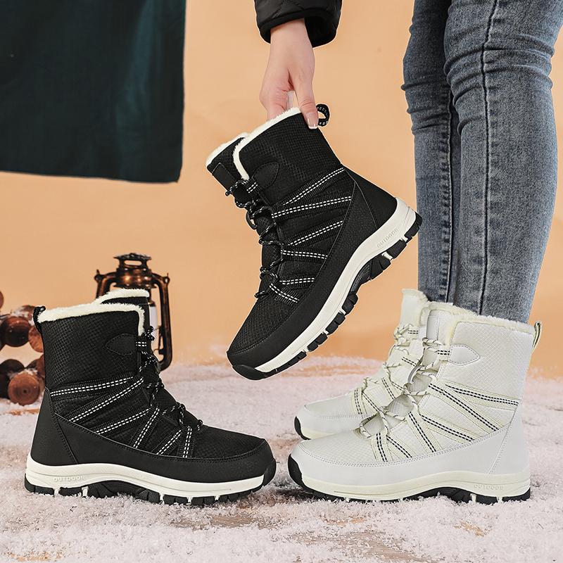 Large Size Women's Snow Boots Comfortable Warm Waterproof Non-Slip Cotton Shoes for Cold Weather