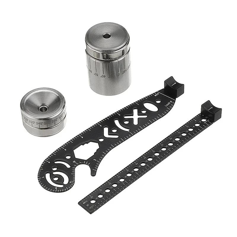 Compass Protractor Combo Ruler - Multi-functional Curved Metallic Drawing Tool, Mini Circle & Patterns Drawing Ruler