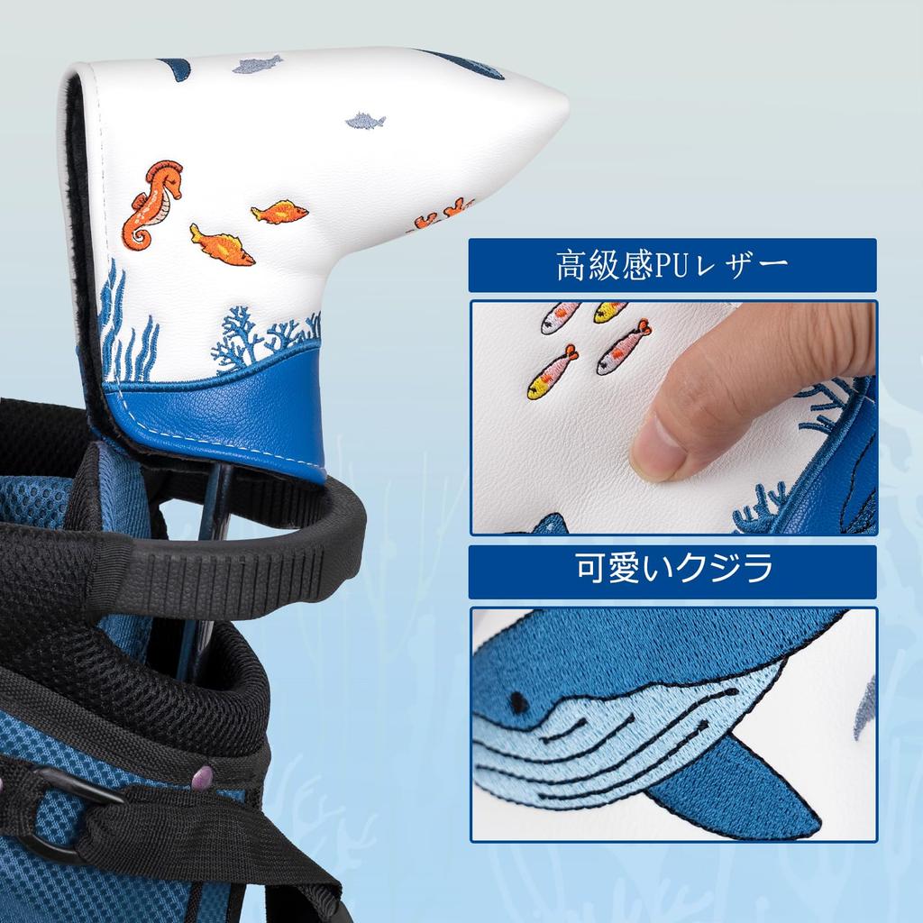 Big Teeth Putter Cover Pin Type Magnet Golf Club Head Cover Putter Cover Pin Type Blade Type Head Cover Whale Sea