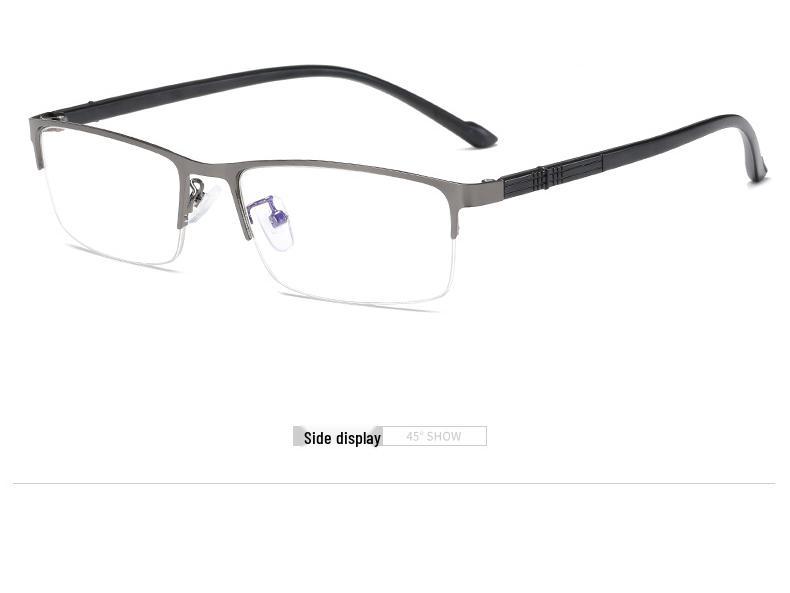 Men's Fashion Photochromic Half-Rim Metal Reading Glasses: Indoor/Outdoor Dual-Use with Anti-Blue Light Protection