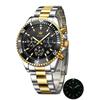 Men's Stylish Chronograph Watch Waterproof Quartz Business Wristwatch Gold Black