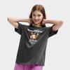 Fila Original Series Knitted Loose Cotton Cat Embroidery Short Sleeve T-Shirt Women T-Shirts Cangjie-Gray F11W429122FDY