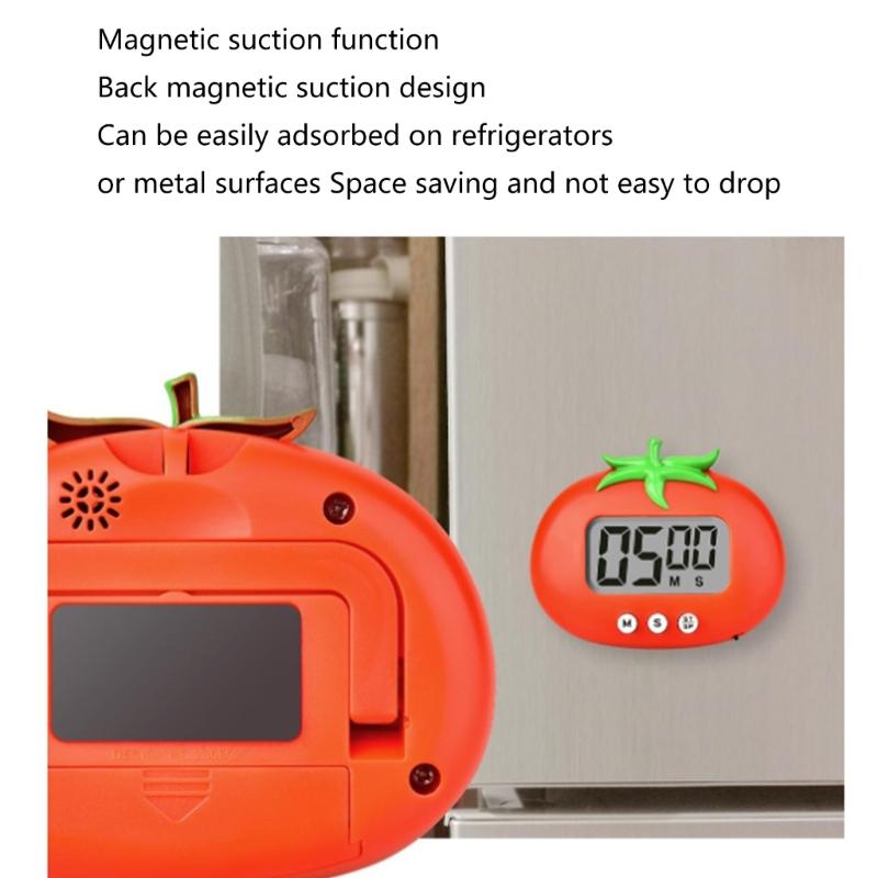 Digital Kitchen Timer with Magnetic Attachment Large Display Timer Tomato Shaped Timer for Cooking Exercise and Study