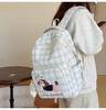 Schoolbag New Large Capacity Plaid Cute Backpack Youth Fashion Student School Bag Going Out Lightweight Cartoon Casual Backpack