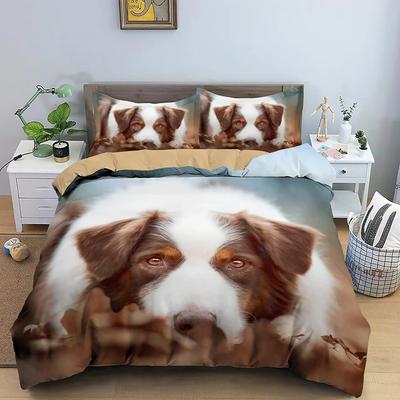Animal Pet Duvet Cover Set Cute Dog Hugging Donut Bedding Set  For Kids 3D Dog Comforter Cover Soft Polyester Quilt Cover