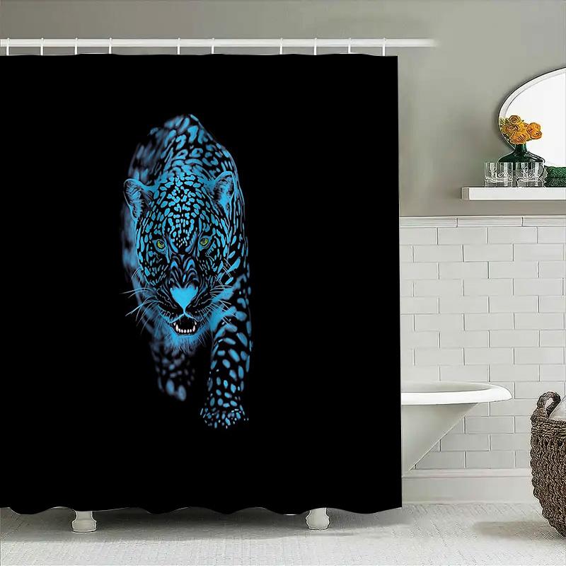 Tiger Shower Curtain Wild Animal Forest Decor Bathroom Set Nature Jungle Theme Home Decor Artistic Print Waterproof Fabric