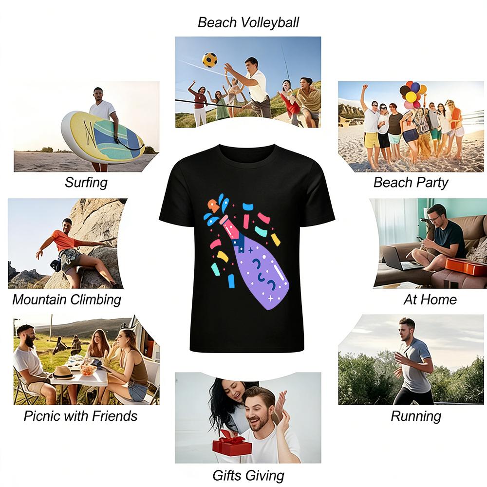 Party Cannon Print Casual Top Unisex Loose Breathable T-Shirt For Daily Gathering Vibe Pure cotton T-shirt