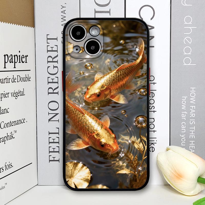 

Luxurious Golden Koi Fish Pattern Shockproof Phone Case for IPhone 17 16 Pro Max 15 14 13 12 11 XS MAX X XR 7 8 Plus Back Cover iPhone 13 mini