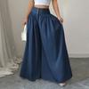 Women's Casual  Button Pleated Loose Wide Leg Casual Pants