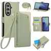 Crossbody Wrist Strap Case for Samsung Galaxy Z Fold 8 Ultra 7 6 5 4 3 5G Wallet with Card Holder Zipper PU Leather Flip Cover
