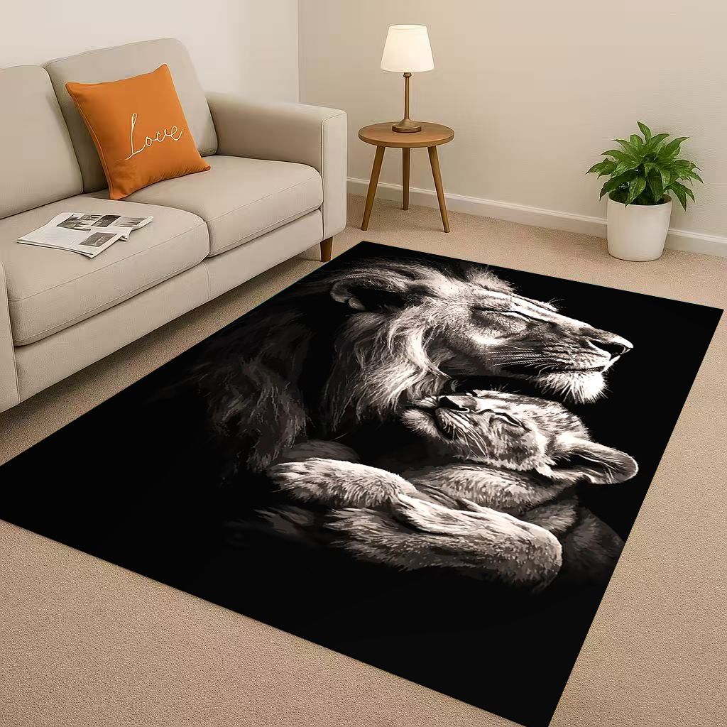 2026 New Tiger Lion Beast Art Cartoon Living Room Non Slip Area Rug Carpet for Bedroom Playroom Sofa,Home Decor Doormat Gift