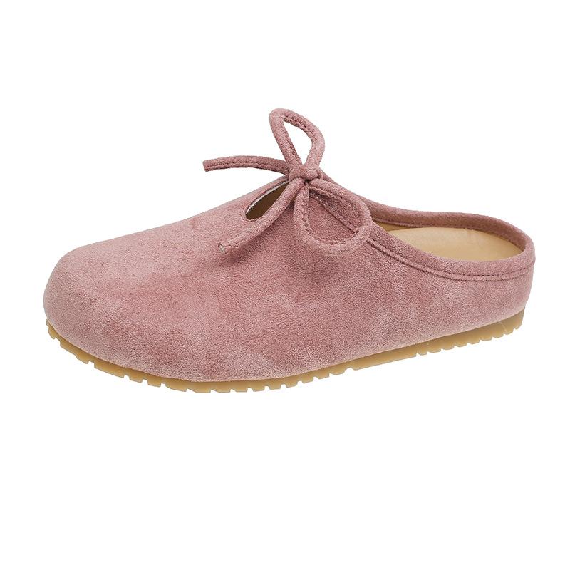Retro Versatile Flat-bottomed Bag Head Slippers Women's Summer New Bow One-pedal Soft-soled Half Slippers
