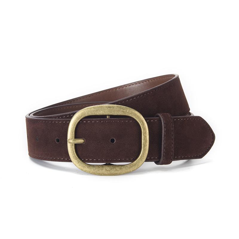 2026 High-Quality Women's Day Buckle Leather Belt - Imitation Suede, Reversible PU Cross Suede, Hot Selling