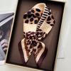 Women Leopard Print Square Scarf Silk Feeling Neckerchief Bandana Lady Shawl Scarves Wrap Head Kerchief Hair Band Ties