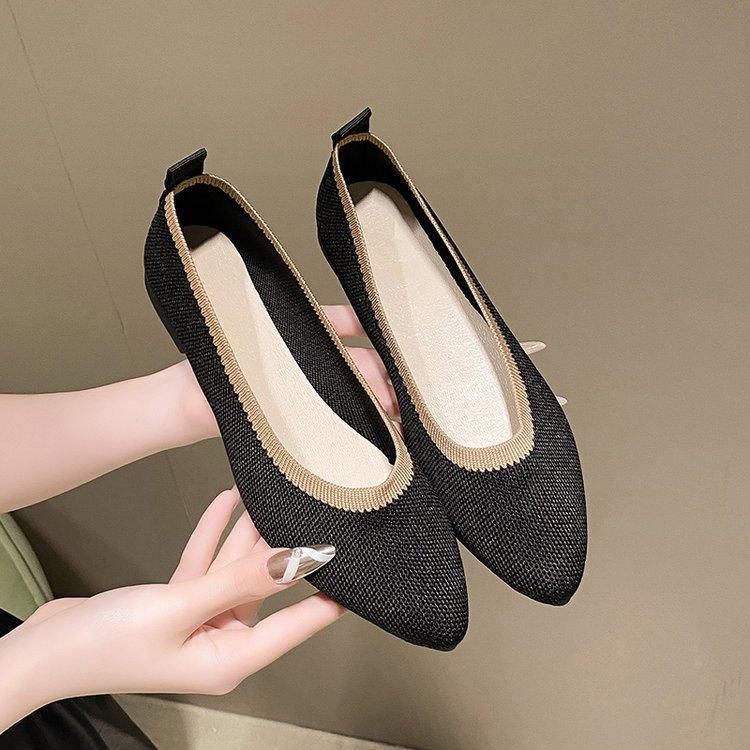 

2024 осень новая импортная торговля большой размер ретро мода обувь Doudou цвет соответствующий остроконечный ажурный трикотаж повседневная сетчатая обувь женская 36 чёрный