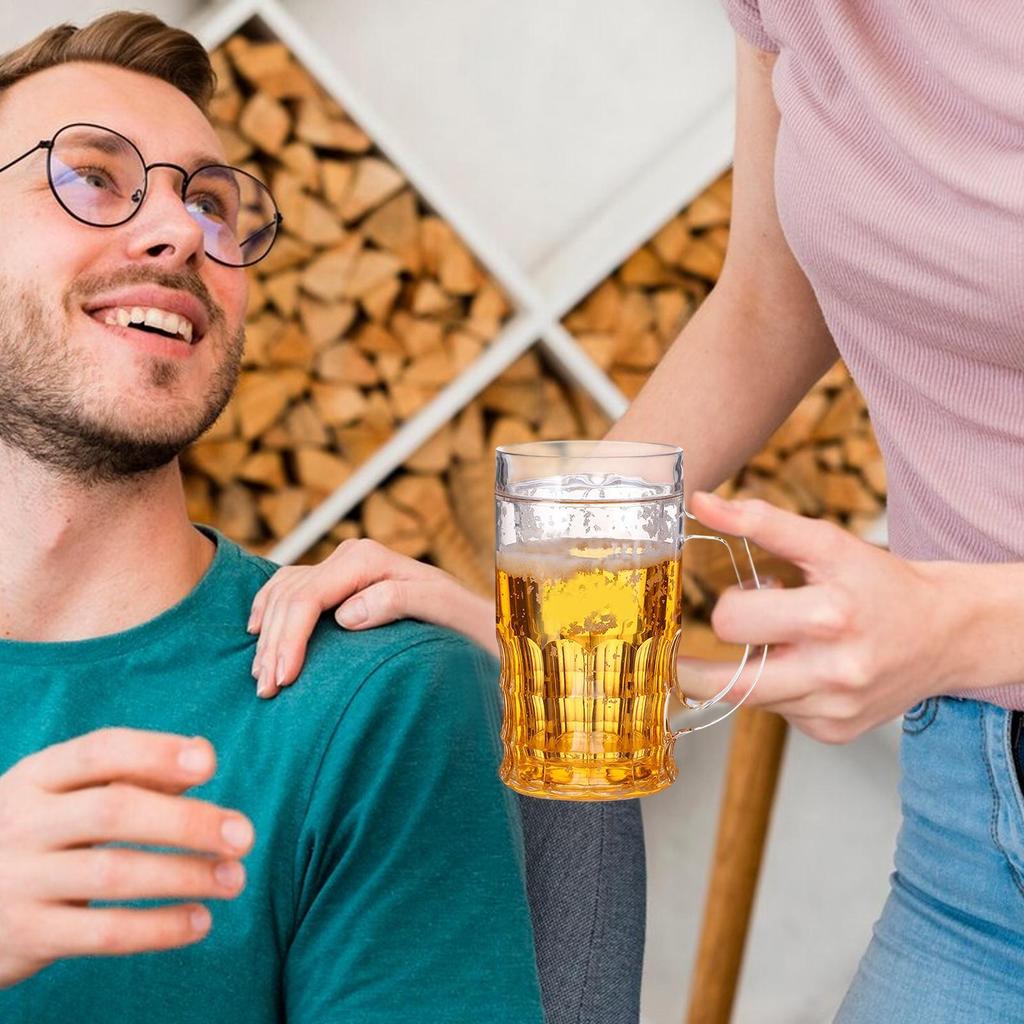 15OZ Double Layer Funny Fake Beer Mug Realistic Beer Mug With Handles Tricky Toys Creative Beer Model Prank Props