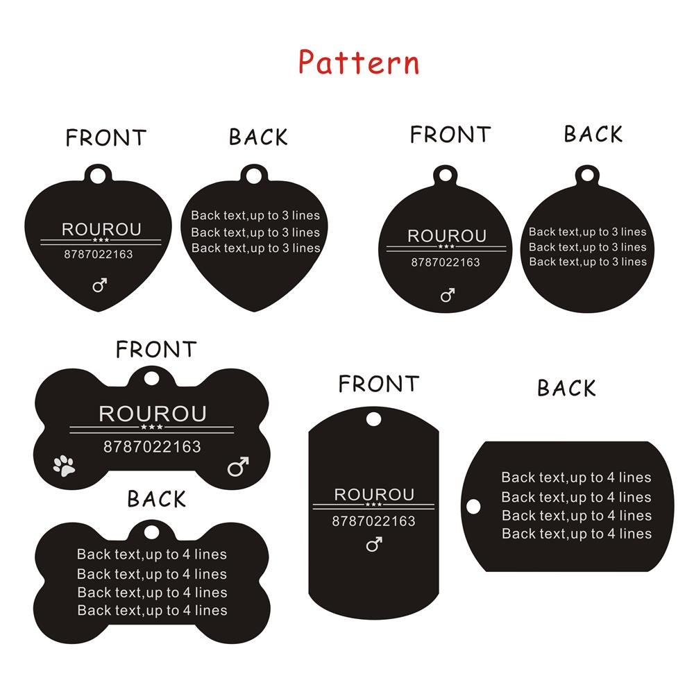 Gravură Gratuită Etichetă ID Animal de Companie Oțel Inoxidabil Etichete Nume Câine Pisică Accesorii Guler Pandantiv Personalizat, Argintiu Auriu Aur roz Negru