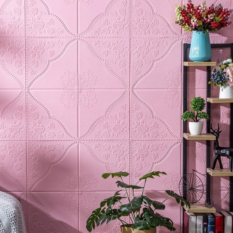 3D Floral Pattern Wall Tile Stickers, Self-Adhesive Ceiling Stickers, Easy to Apply and Remove,  for Kitchen Living Room Bathroom Hallway