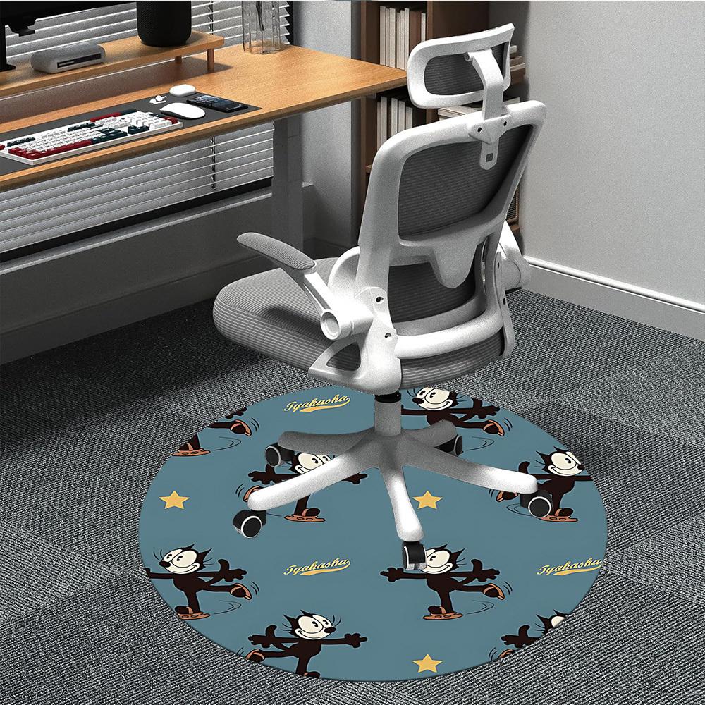 

1PC Feli Cat Office Round Area Rug, Indoor Mat Suitable For Office, Under Office Chairs Bedroom Living Room Home Decor, Room Deco110 80cm by 80cm