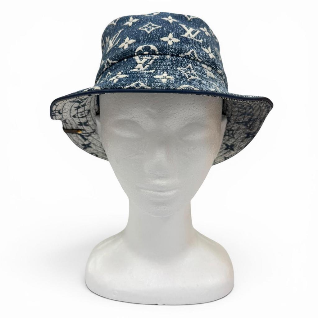 Excellent LOUIS VUITTON hat Monogram Bob Denim Hat Indigo blue Women S M77433 Used
