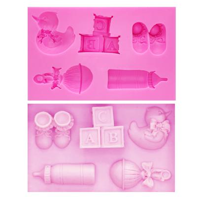 Silicone Mold Duck Bottle Nipple Alphabet Block Shoes Baby Toy Series Mould Cake Decorating Tool