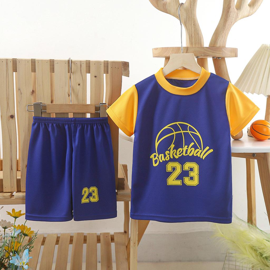Children's Basketball Jersey Set Boys Girls Dry Fit Mesh Summer Sports Wear Short Sleeve Kids Clothing Athletic Outfit