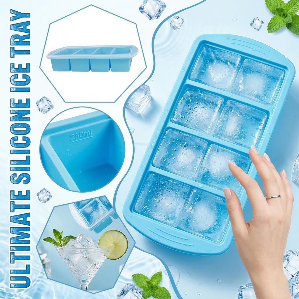 Covered Silicone Ices Cubes Tray For Freezing Storage Box Ices Block Mold