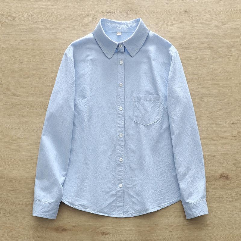 Casual simple Oxford spinning shirt 1116 spring and autumn new Korean version loose striped bottoming shirt women's top, trendy