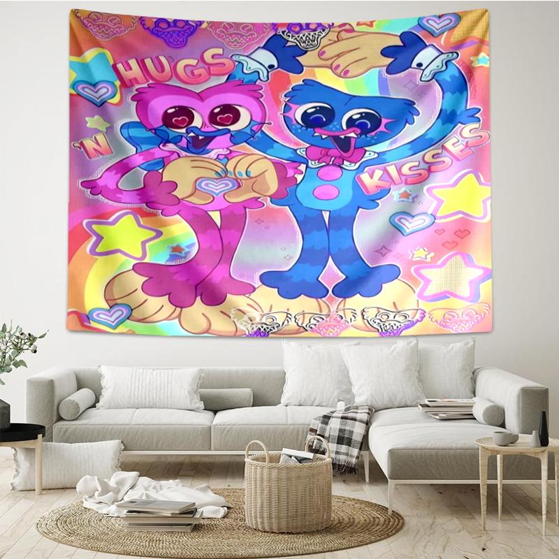 Poppy Playtime Print Tapestry, Backdrop, Easy Setup, Ideal for Bedroom, Office & Living Room, with Aesthetic Wall Hanging Decor.