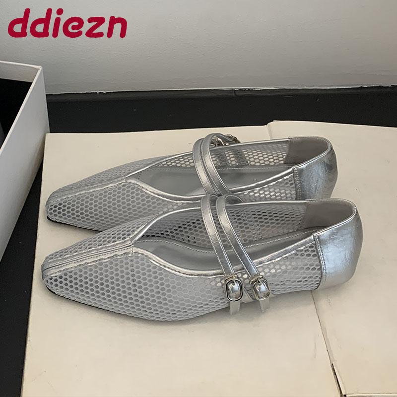 Fashion Female Buckle Strap Footwear Ladies Flats Mary Janes Lolita Shoes New In Summer Spring Fashion Mesh Women Flats With Shoes