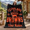 Cleveland Browns Benutzerdefinierter Name Flanelldecke Personalisierte Weiche Warme Plüschdecke Maßgeschneidertes Geschenk für Familie Freunde