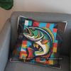 2D Buntes Fischmuster Dekorative Kissenhülle Muster Kissenbezug Geeignet für Sofa Schlafzimmer Auto Kissenbezug