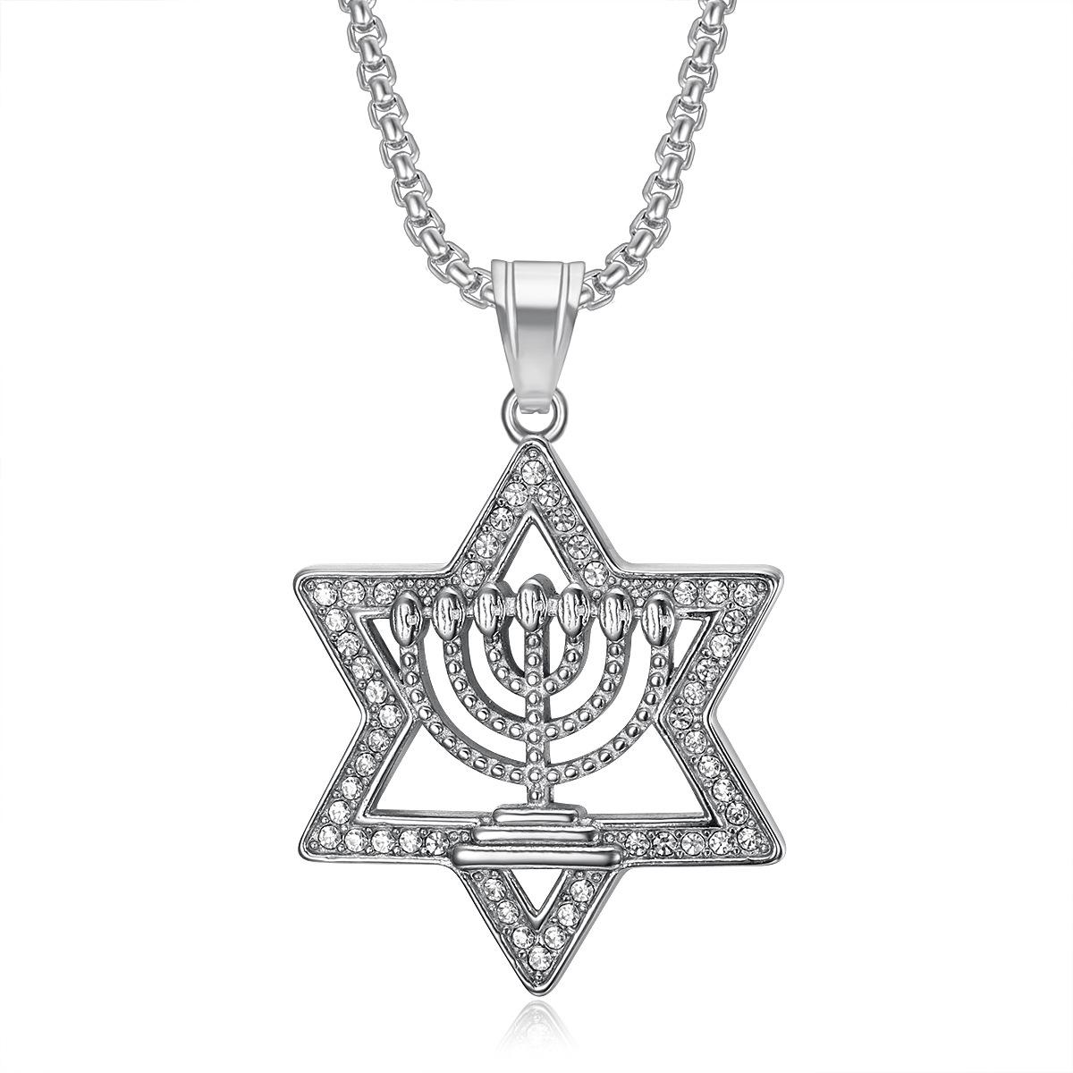 

David s Star Pendant Men s Hexagram Star Necklace 2026 Jewelry Fashion Trend Inlaid Zircon Men s Exquisite Gift Jewelry Necklace 60CM