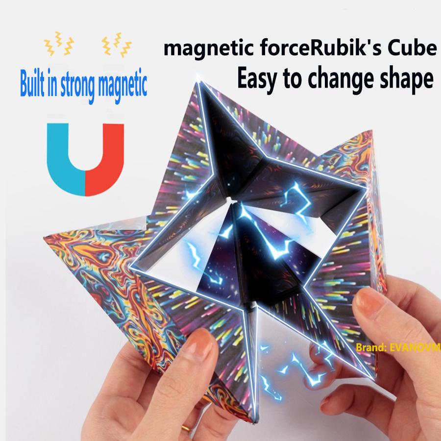 Cubo Mágico Magnético Cambiable Geométrico 3D Divertido Anti Estrés Cubo Rompecabezas de Mano Flip Juguetes Creativos para Niños Adultos Ansiedad Fidget