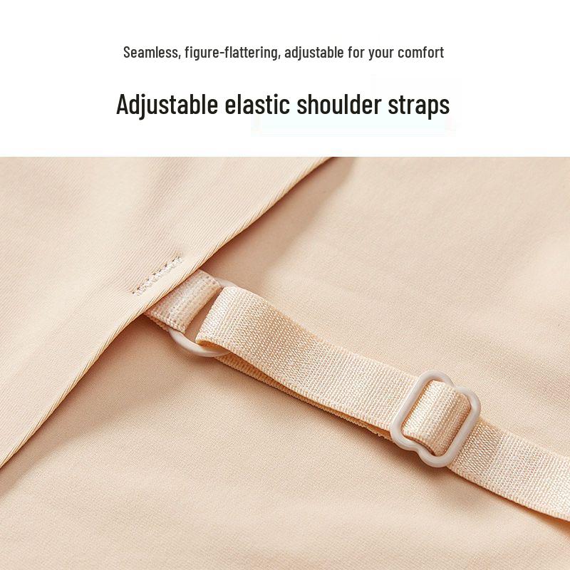 Atmungsaktives Sommer-Bustier für Mädchen aus Eis seide, nahtlos, mit Spaghettiträgern und Anti-Exposure-Bandeau