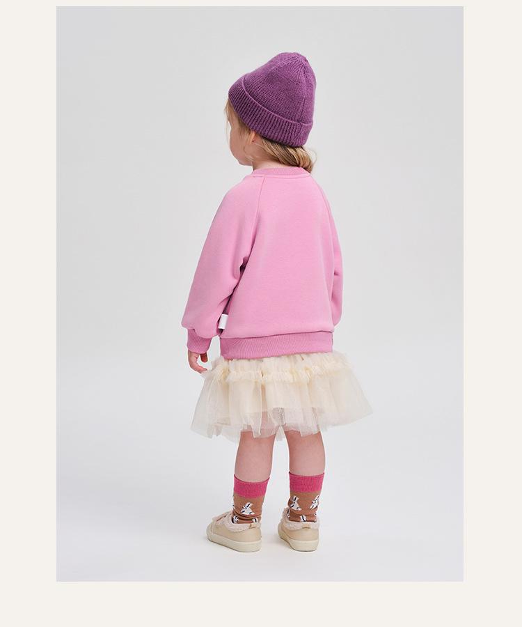 2025 Winter Kids' Fleece-Lined Cartoon Sweatshirt - Round Neck, Long Sleeve for Boys & Girls