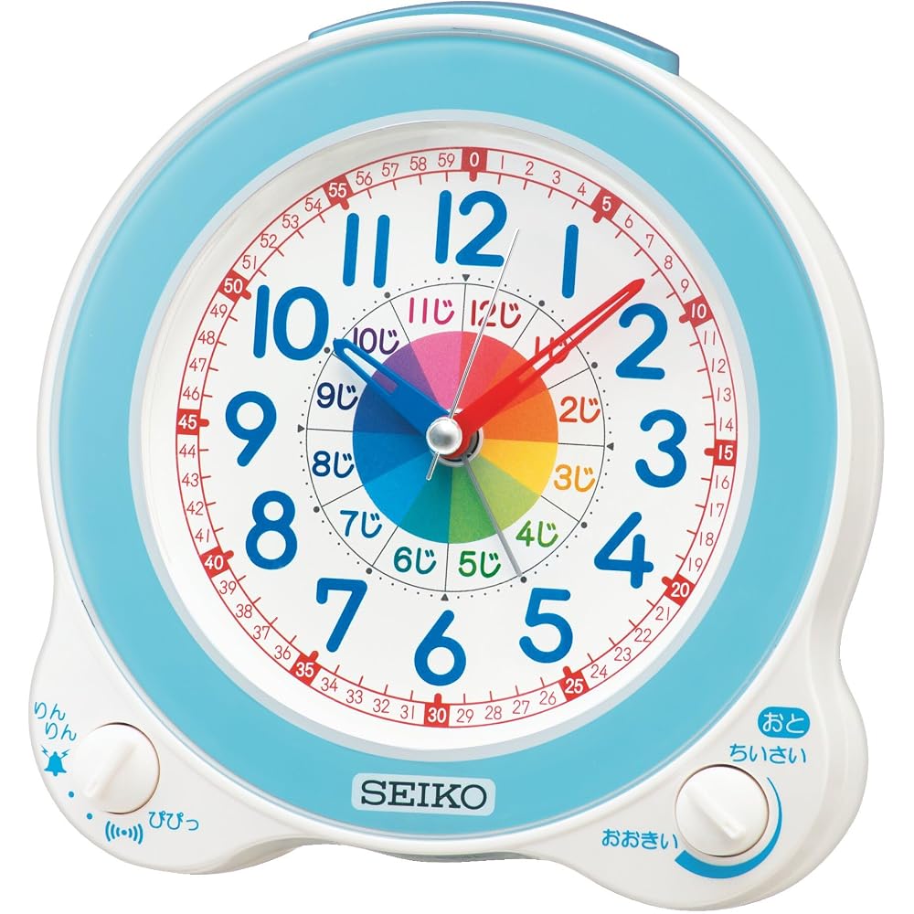 Seiko Clock Alarm Clock, Table Clock, Educational, Analog, Light Blue, 134 x 130 x 85 mm, BC420L
