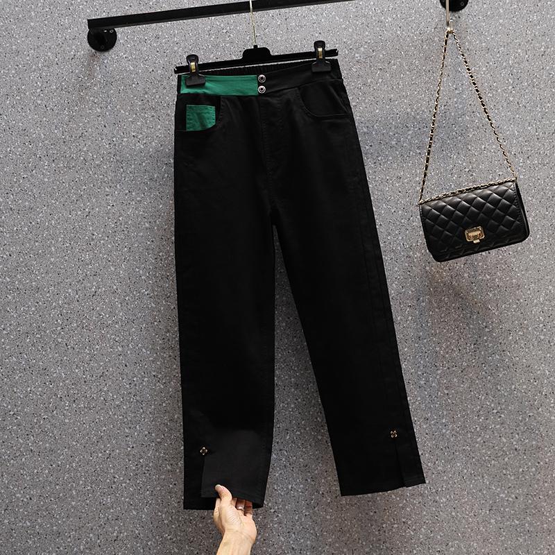 DIMANAF 2023 Plus Size Jar Dámske Elastické nohavice Patchwork Voľné Dámske nohavice Nohavice 5XL Čiernobiele