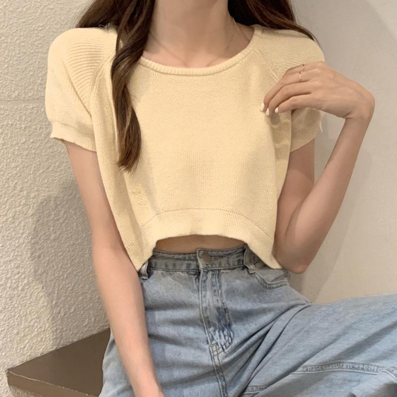 

Женская футболка с круглым воротником, повседневные свободные футболки с короткими рукавами, топы для девочек-подростков One Size абрикосовый