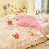 Botanical Floral and Cartoon Rabbit Duvet Cover 3pcs Kawaii Pink Bedding Set For Girl Teen 100% Cotton Farmhouse Comforter Cover