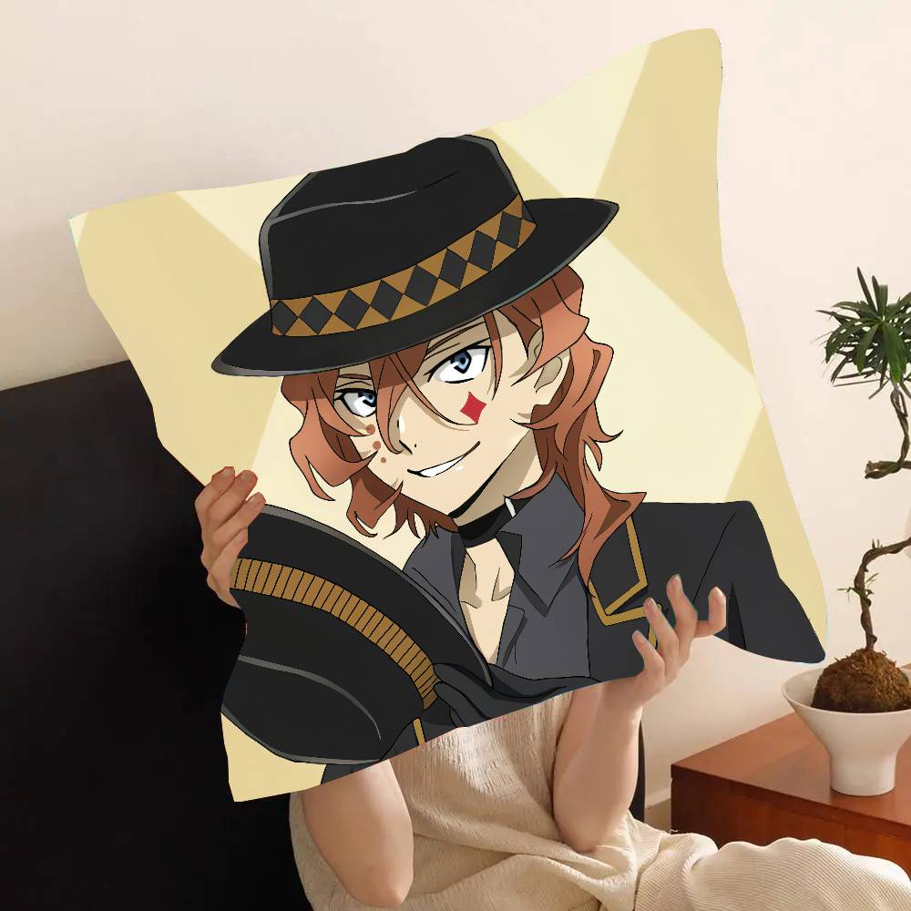 B-Bungo Stray Dogs Anime Pillow Case Fashion Square Pillowcase Bedroom Sofa Room Ins Decoration Leisure