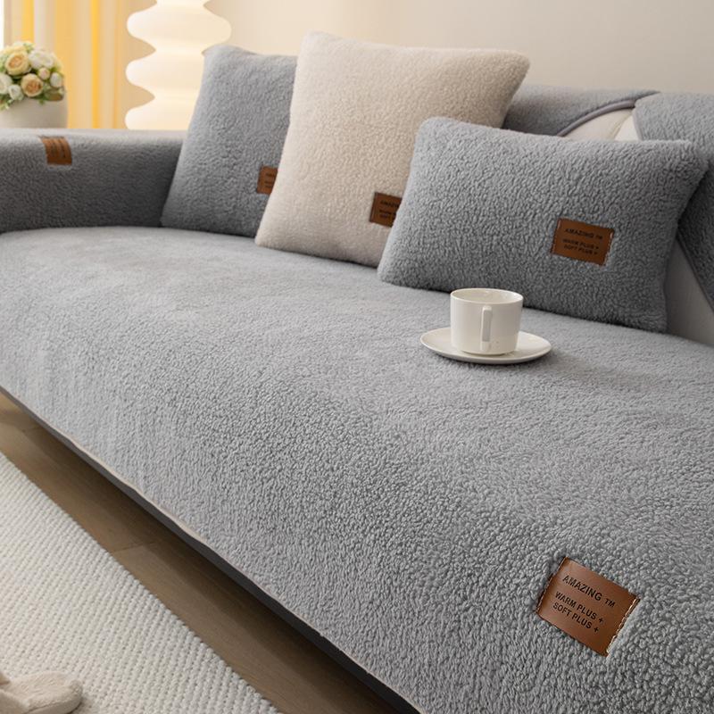 Winter Lamb Wool Sofa Cushion Non-Slip Thickened Winter Plush Seat Cushion Simple Sofa Cover Cover Cloth Towel